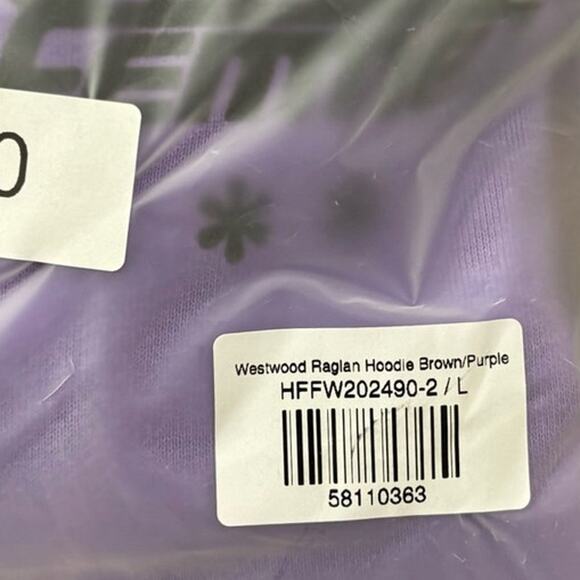 Homme + Femme Westwood Raglan Hoodie Brown/Purple Large - Picture 3 of 4